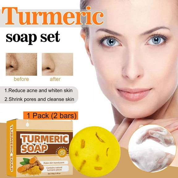 SDJMa Turmeric Soap for Dark Spots Acid Soap Bar, for Face & Body-Acne, Dark Spots, Smooth Skin, For All Skin Types for Men And Women (100g)
