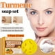 thumbnail image 1 of Jabón de cúrcuma para rostro y cuerpo, fórmula purificante, reduce el acné y las manchas oscuras, suaviza la piel - Jabón natural artesanal (2 pastillas/200 g), 1 of 9
