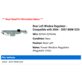 thumbnail image 2 of Rear Left Window Regulator - Compatible with 2004 - 2007 BMW 525i 2005 2006, 2 of 2