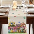 thumbnail image 3 of Spring Easter Gnomes Table Runner, Red Truck Colorful Eggs Botanical Washable Cotton Linen Table Runners 90 Inches Long, Dresser Scarf Runner for Dining/Coffee/Kitchen/Hallway Tables 13''x90'', 3 of 9