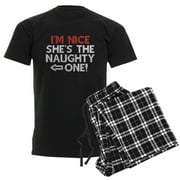 CafePress - I'm Nice She's The Naughty One Men's Dark Pajamas - Men's Dark Loose Fit Cotton Pajama Set