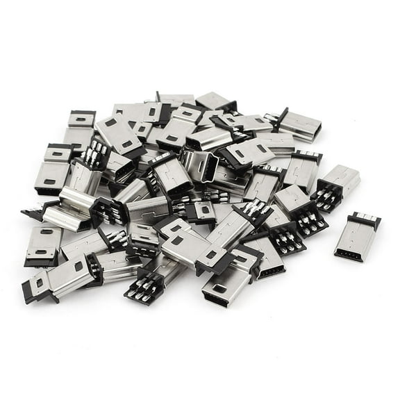 45Pcs USB 5pin Type B Male Plug Connector PCB Mount Socket