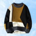 thumbnail image 2 of Men's Patchwork Knit Sweater Coat Winter Casual Loose Slouchy Design Contrast Statement Fashion Outerwear, 2 of 2