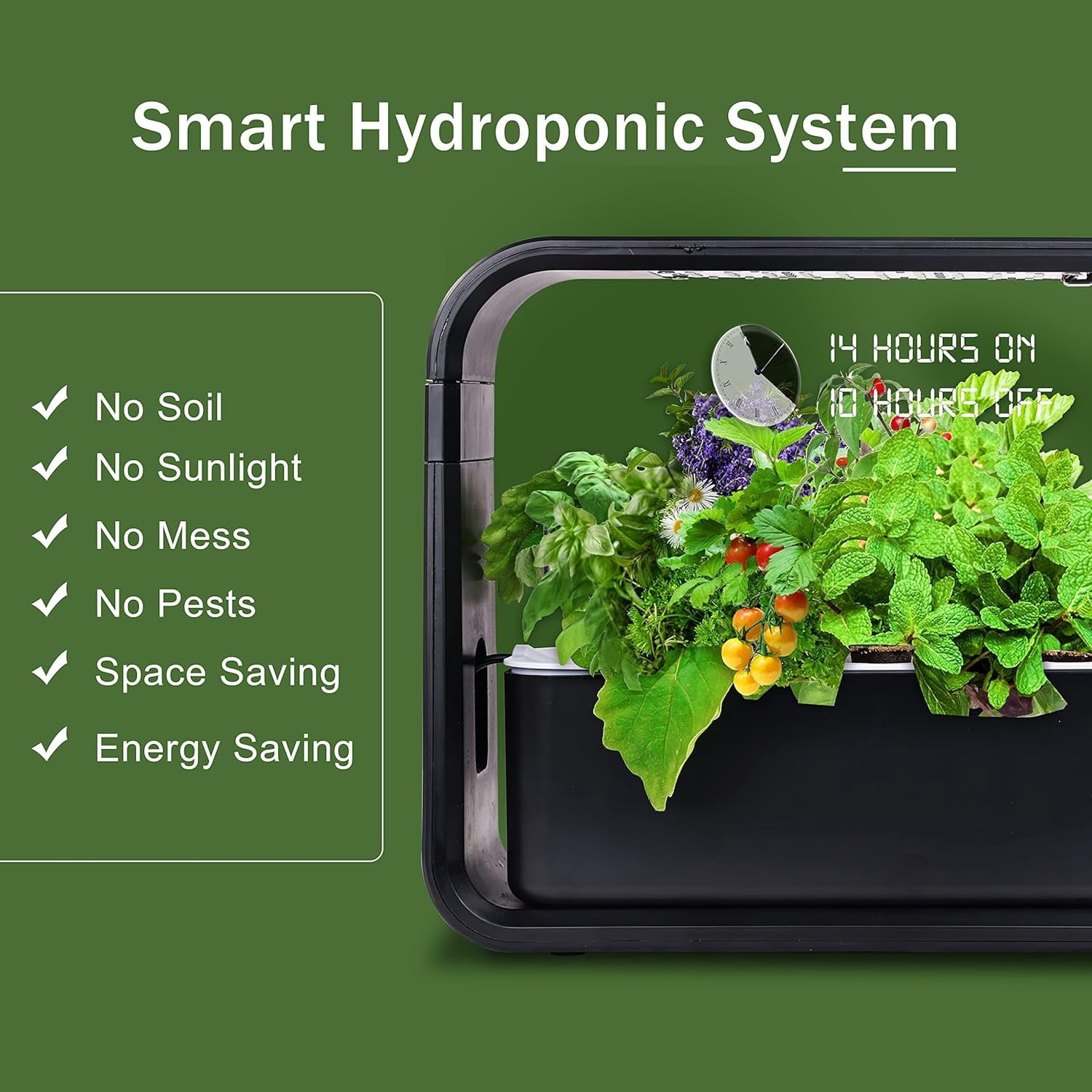 Elevon Sprout Indoor Hydroponic Herb Garden with LED Grow Light for Home, Black