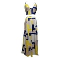 thumbnail image 4 of Viikei Plus Size Skirts for Women Holiday V Neck Solid Crop Top & Sheer High Slit Maxi Suit, 4 of 7