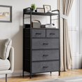 thumbnail image 1 of Tour Commode en Tissu à 5 Tiroirs : Organisateur de Rangement Vertical pour Chambre, Garde-Robe, Couloir et Salon (Gris), 1 of 8