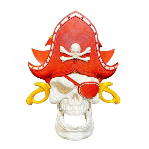 MDR Trading Inc. SC-105.79.806 3D Printed Skull Pirate In A Red Hat Door Knocker