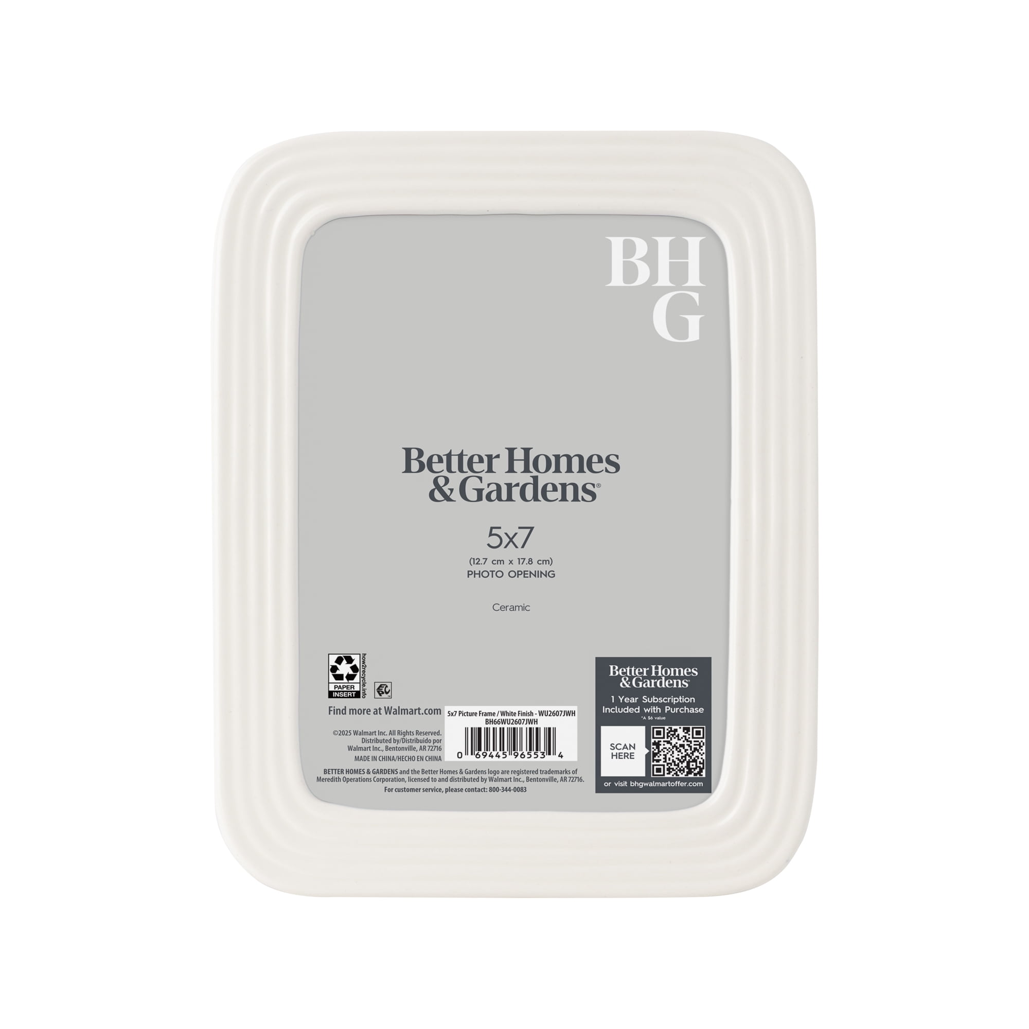 Better Homes & Gardens 5 x 7 White Ceramic Tabletop Picture Frame