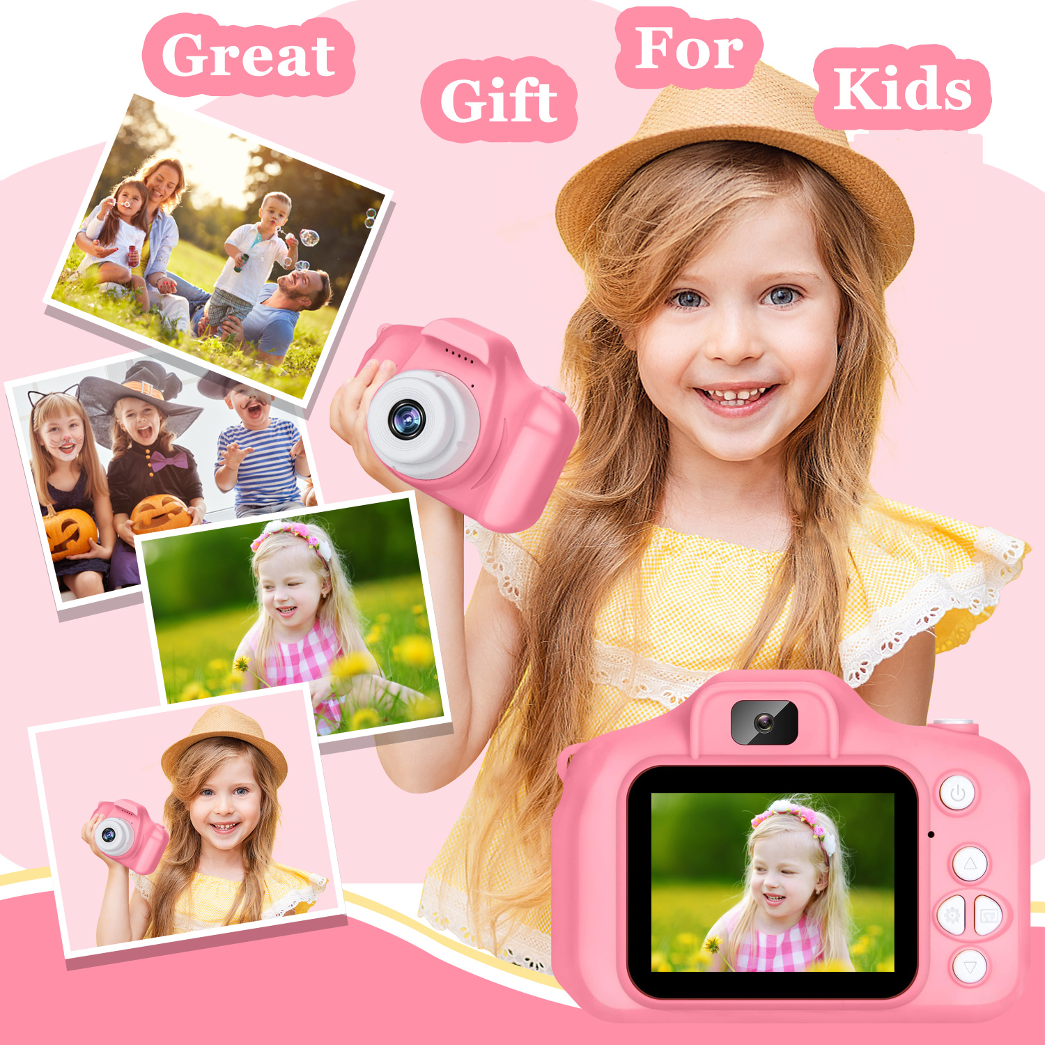 Rirool HD Kids Digital Camera for Girls, Pink photo 3