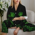 thumbnail image 6 of Vsdgher Numbers Skull Pajamas Set Long Sleeve Sleepwear Womens Button Down Nightwear Pj Sets-X-Large, 6 of 7