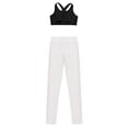 thumbnail image 4 of Hansber Kids Girls 2PCS Gymnastic Yoga Workout Outfit Sleeveless Criss Cross Crop Top with Legging A White 12, 4 of 5