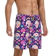 thumbnail image 2 of Fotbe cute rainbow mushroom Skull Pajama Shorts for Men, Men's Pajama Bottoms, Sleepwear,Short Pajama Pants-3X-Large, 2 of 9