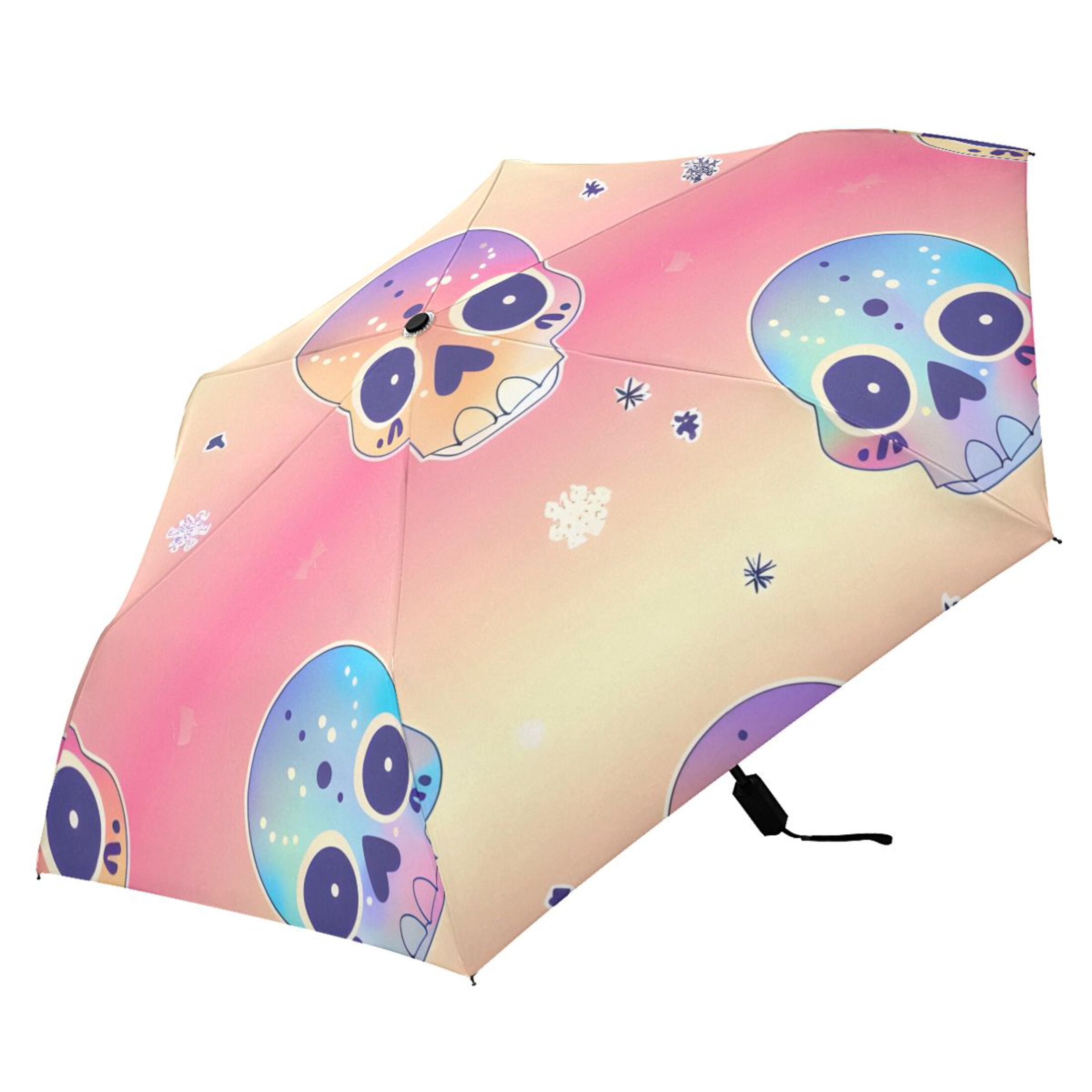 ALAZA Cute Tie-dye Skull UPF 50+ Compact Folding Umbrella for Rain Travel Umbrella Packable