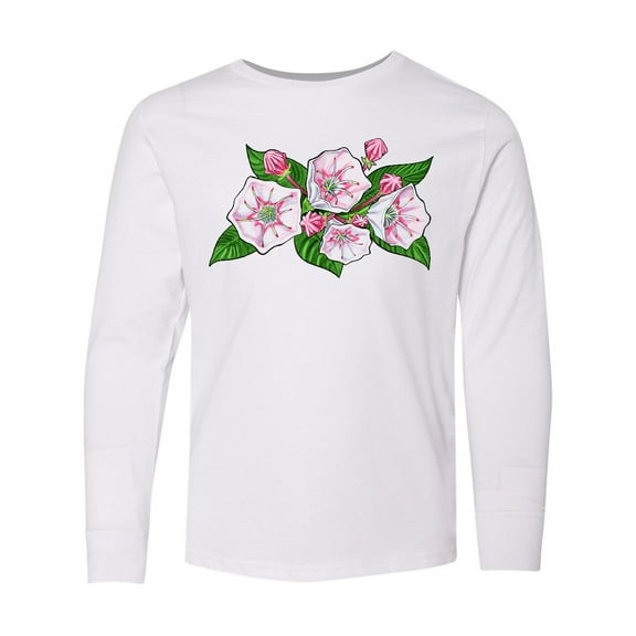 Inktastic Mountain Laurel Flowers Long Sleeve Youth T-Shirt