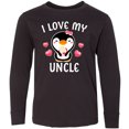 thumbnail image 3 of Inktastic I Love My Uncle with Cute Penguin and Hearts Long Sleeve Youth T-Shirt, 3 of 5