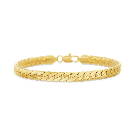 Chain Mens Bracelet - Mens 9.5 Polished Cuban Chain Bracelet in Brass