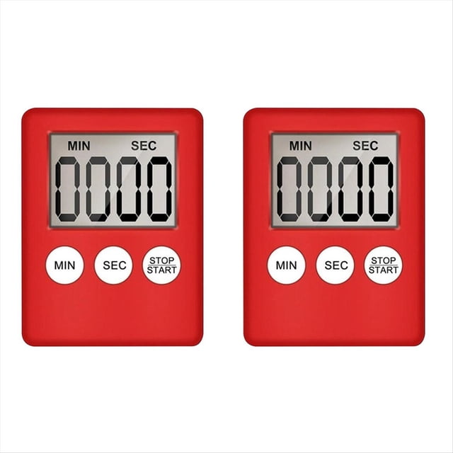 Digital Kitchen Timer, Timer, Egg Timer, Suitable for Work, Sports Timer, Game, Cooking Timer, 2 Pack Red,2 x timer,Red