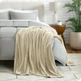 thumbnail image 5 of Bare Home Microplush Fleece Textured Blanket - 300 GSM - Fuzzy Microfleece - Soft & Plush - Throw, Oyster, 5 of 8