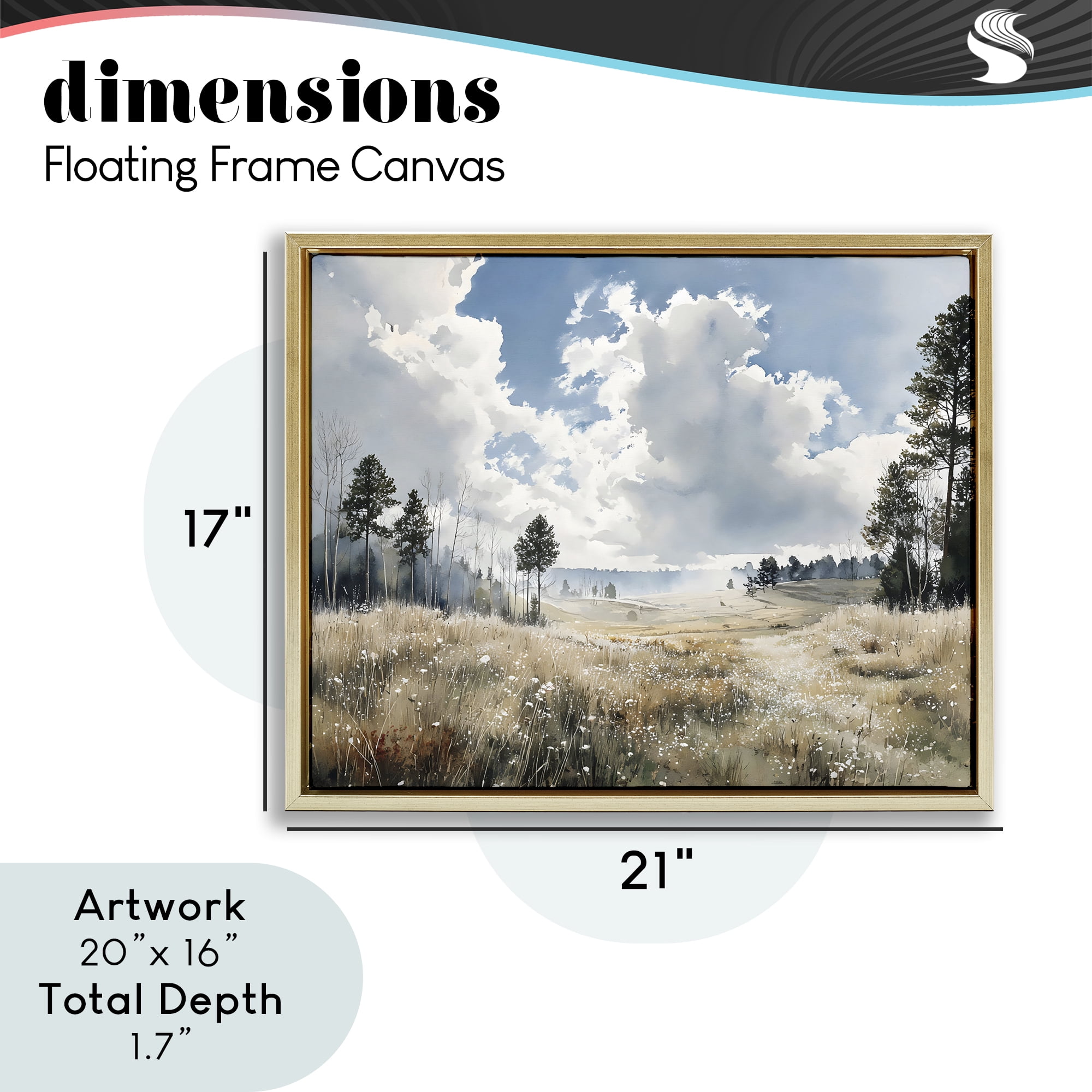 Stupell Industries Blue Kissed Landscape Gold Framed Floater Canvas Wall Art, design by Franklyn Gregory