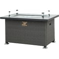 thumbnail image 6 of Domi Outdoor Living 43in Gas Fire Pit Table,50,000 BTU Outdoor Wicker Patio Propane Firepit w/Aluminum Tabletop,Glass Wind Guard,Blue Glass Rocks, Hideaway Tank Holder, ETL Certification, Cover Lid, 6 of 6