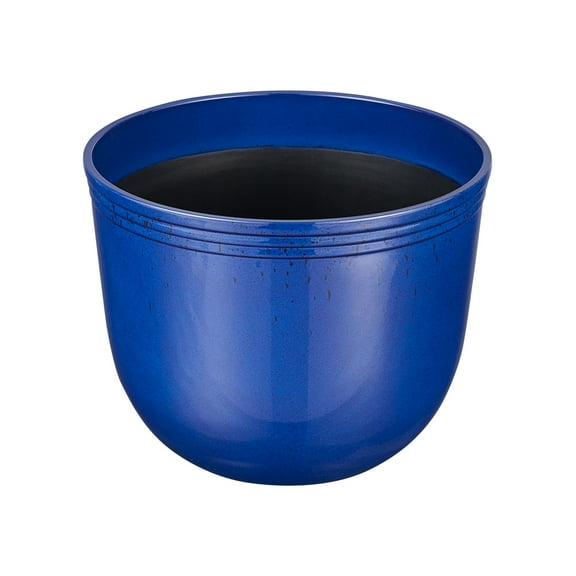 Better Homes and Gardens 12-Inch Meadow Round Blue Planter, Weather-Resistant Polyethylene