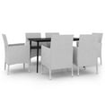 thumbnail image 2 of 7 Piece Patio Dining Set with Cushions Poly Rattan and Glass, 2 of 8