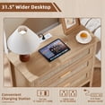 thumbnail image 2 of Leyaoyao 3-Drawer Storage Nightstand with Charging Station, 31.5" Wide Rattan Bedside Table, Boho Storage Cabinet with Shelf for Bedroom, Living Room, Natural, 2 of 8