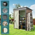 thumbnail image 4 of Lofka Outdoor Storage Shed,5'x 3' Metal Garden Shed with Single Lockable Door, All-Weather Galvanized Steel, Compact Space Saver for Garden Tools| Patio,  Brown(Cobertizo de almacenamiento), 4 of 10