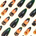 thumbnail image 2 of 24Pcs Halloween Press On Nails Medium Almond & Short Square, Spooky Fake Nails Full Cover Glue on Nails for Women Girls Christmas Party Gift, 2 of 6