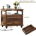 thumbnail image 3 of Farmhouse Nightstand, 2 Drawers Bed Side Table with Charging Station, Modern End Side Table for Bedroom Furniture Living Room Sofa, Brown, 3 of 8