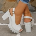 thumbnail image 6 of Summer Women Sandals Chunky Heel Peep Toe High Heels Sandals Summer Casual Leisure Dressy Daily Shoes Outerwear, 6 of 9