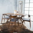 thumbnail image 2 of GDF Studio Wales Mid Century Modern Fabric Upholstered 5 Piece Dining Set, Charcoal and Walnut, 2 of 13