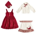 thumbnail image 4 of Favoffer Girls Oktoberfest Dress Little Red Riding German Bavarian Dirndl Dresses 4PC Dance Set (Top + Dress + Headscarf + Apron) 4-10Y, 4 of 6