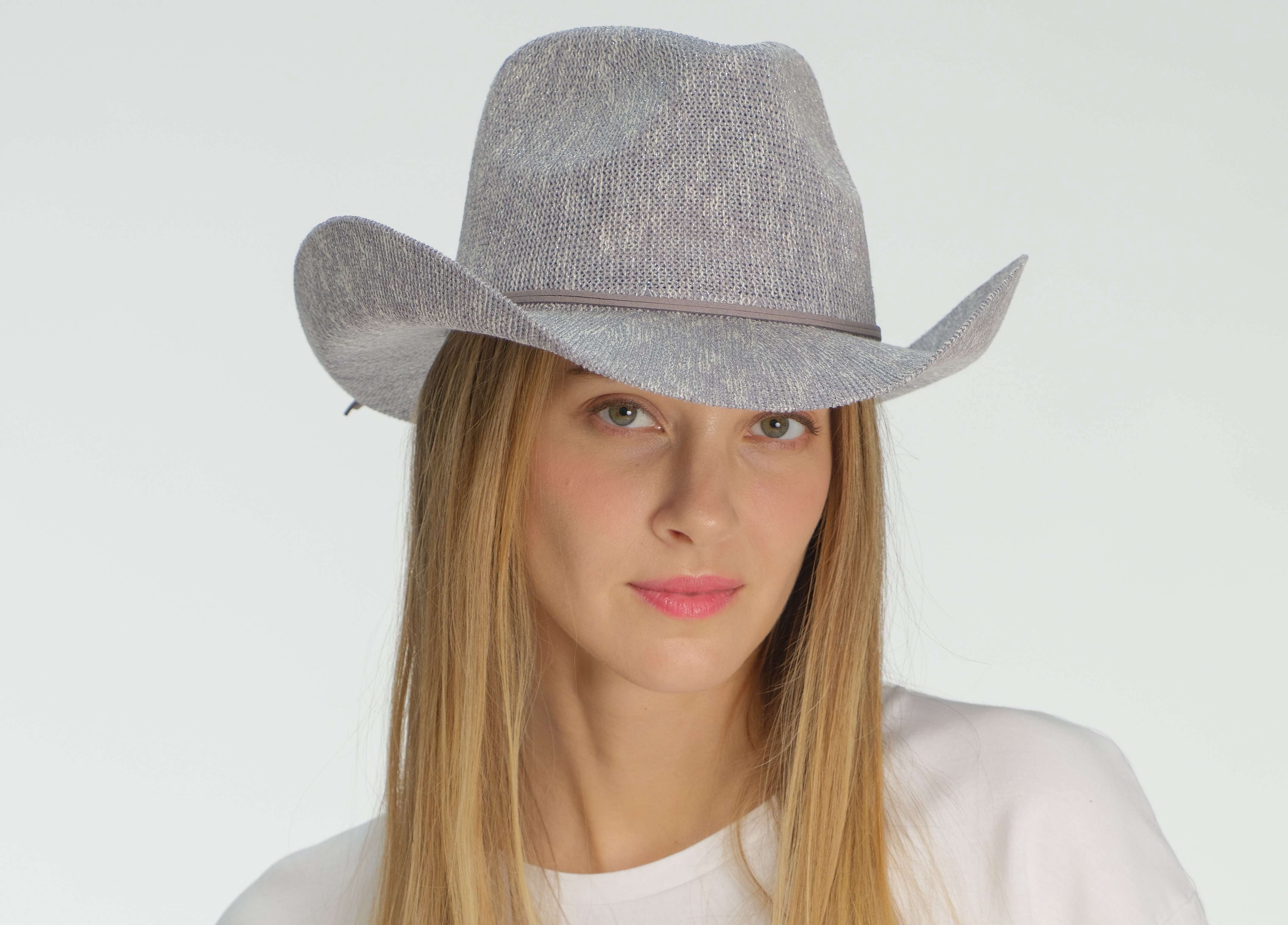 C.C Sparkly Sequin Cowboy Hat with Suede String Trim, Dusty  display picture 1