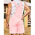 thumbnail image 2 of Denim Overalls for Men Jean Shorts Jumpsuit Work Bibs Coveralls with Zipper(Pink,S), 2 of 8