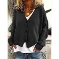 thumbnail image 2 of Chandail Femme Tricoté Décontracté Col en V Cardigan Couleur Unie, 2 of 4