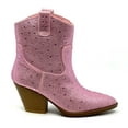 thumbnail image 3 of Forever Women Cowgirl Cowboy Western Ankle Boots Pointy Toe Rhinestone Bling Short Booties RIVER-01 Pink 10, 3 of 4