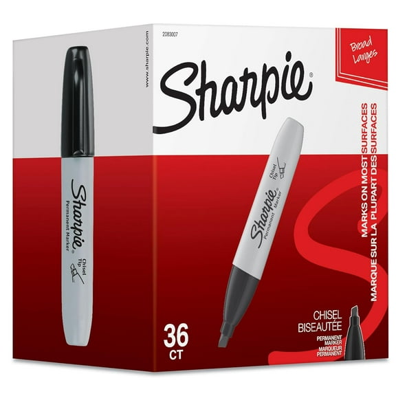 Sharpie Permanent Markers, Chisel Tip, Black, 36 Count