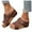 Brown, variant on Cork Wedges Platform Slide Sandals for Women Thick Sole Leather Non Slip Summer Shoes Brown 8.5