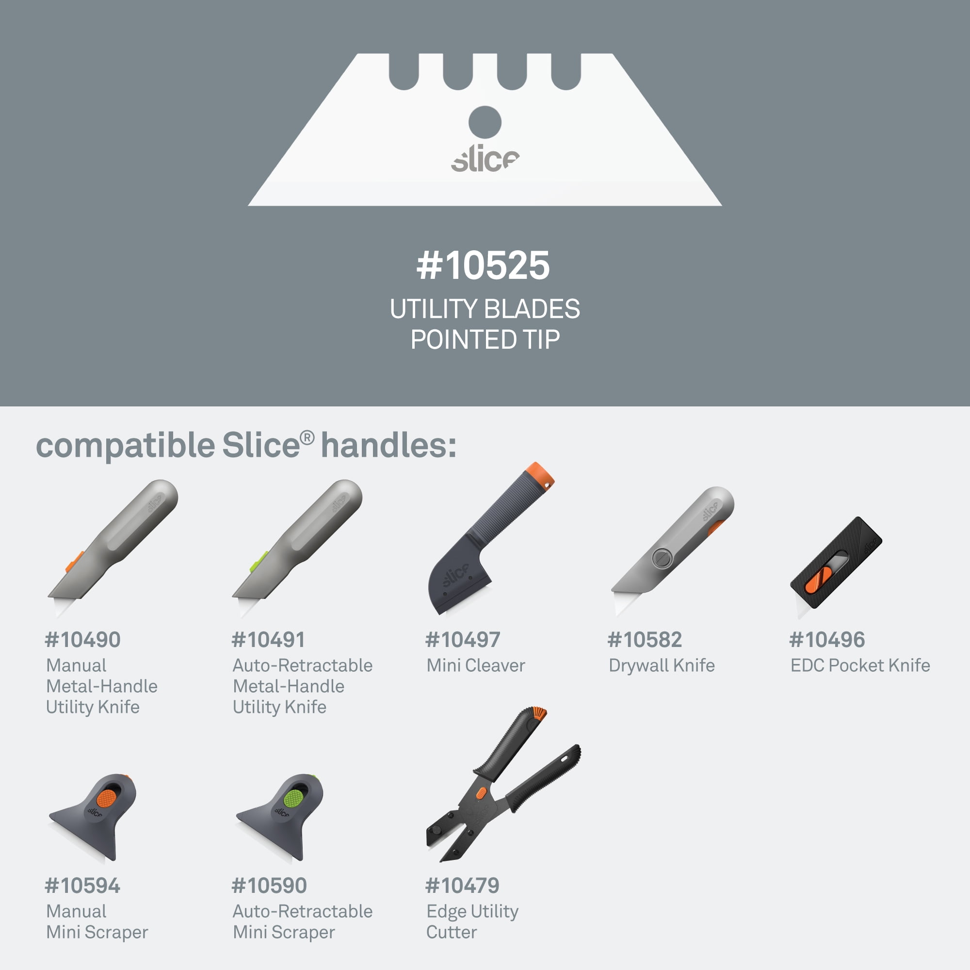 Slice 10525 Replacement Utility Blades - Pointed Tip - Finger-Friendly, Micro Ceramic Safety Blade | Never Rusts - Pack of 2