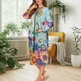 thumbnail image 2 of FKELYI Bohemian Floral Butterfly Print Women Zip Up Robe Nightgowns Comfy House Coats Sleepwear House Dress Long Sleeve Bathrobe with 2 Pockets for Ladies, L, 2 of 6