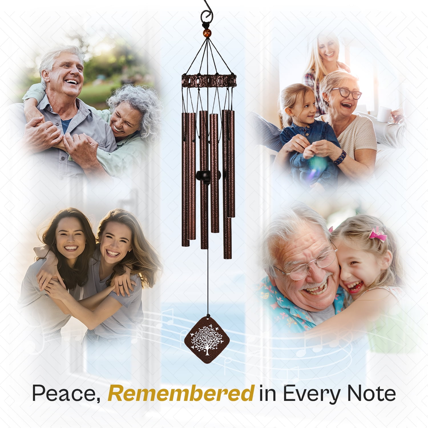 Solsken Home 29 Inch Bronze Aluminum Sympathy Wind Chimes, Gentle Relaxing Tones