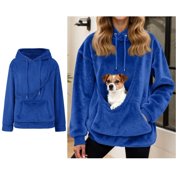 Womens Dog Pouch Hoodie Pullover Dog Carrier Sweatshirt Creative Long Sleeve Oversized Pocket Dog Hoodie Warm Fall Winter Clothes