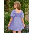 thumbnail image 4 of Vestido de verano Haloumoning para niñas, cuello cuadrado, color morado de 5 a 14 años, 4 of 6