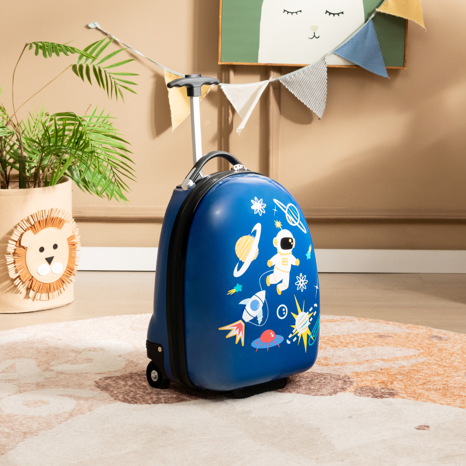 Infans 16" Kids Carry-On Luggage with Wheels w/ 2-Level Aluminum Handle Suitcase Blue