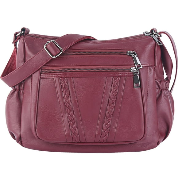 ELDA Bolsos cruzados para mujer, bolsos de bolsillo, bolsos y bolsos de cuero PU suave, bolso de hombro con múltiples bolsillos