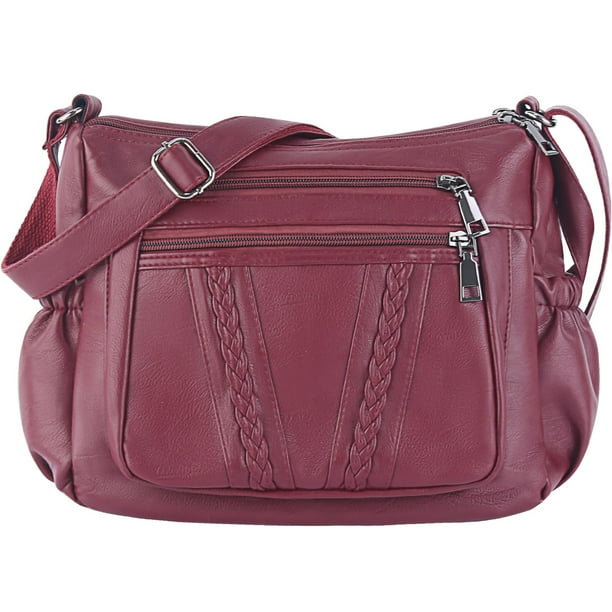 ELDA Bolsos cruzados para mujer, bolsos de bolsillo, bolsos y bolsos de cuero PU suave, bolso de hombro con múltiples bolsillos
