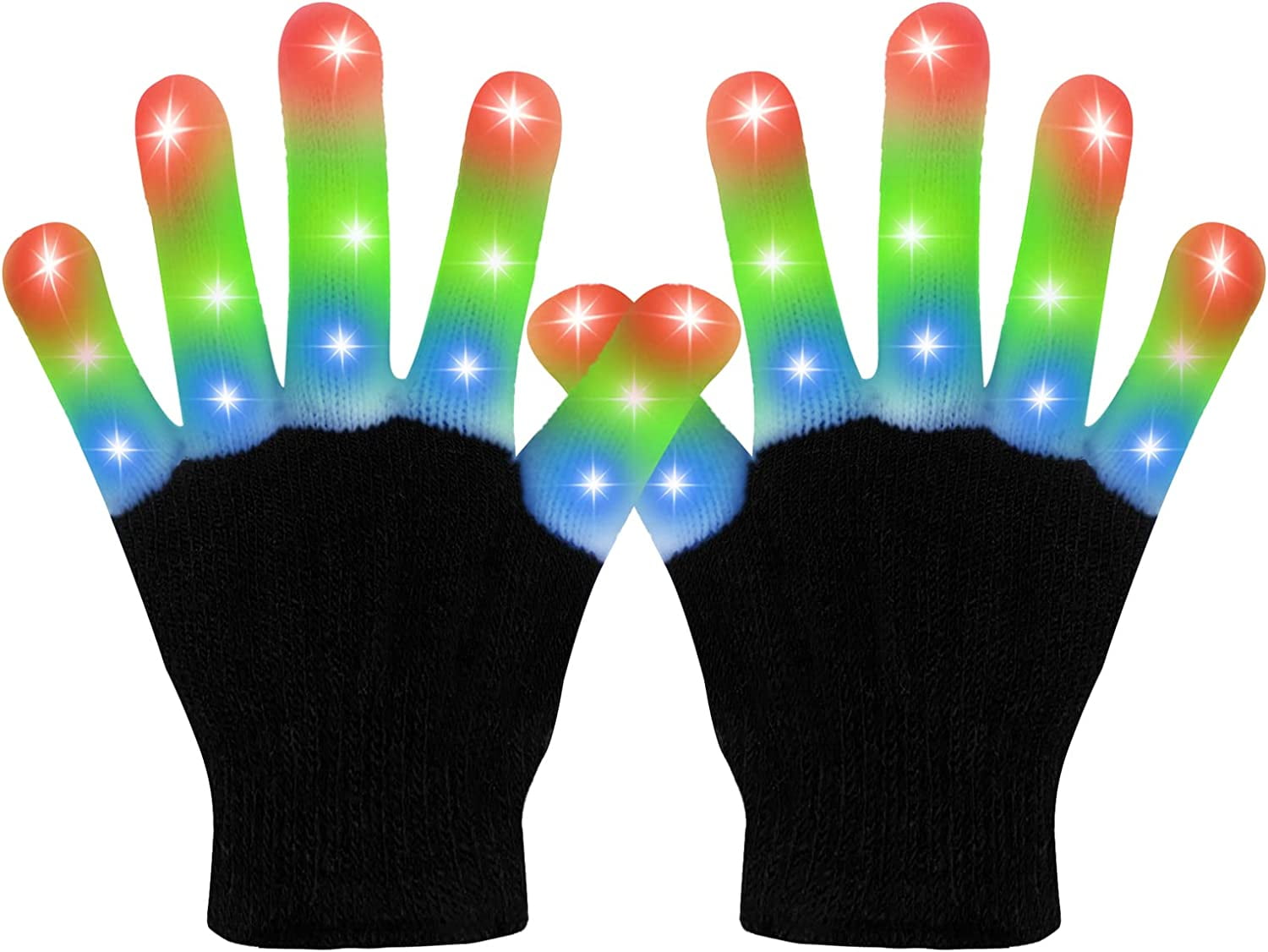 Cyber and Monday LED Gloves, Light Up Gloves Finger Lights 3 Colors 6