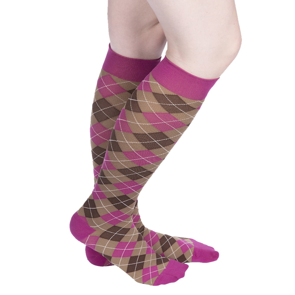 VenaCouture Womens 1520 mmHg Compression Socks, Bold MiniArgyle