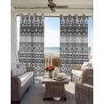 thumbnail image 3 of Grey White Boho Blackout Curtains for Bedroom 45 Inch Length 2 Panels Set, Vintage Ethnic Tribe Abstract Art Thermal Insulated Energy Saving Window Treatment Curtains Blackout Drapes 52"x45", 3 of 8